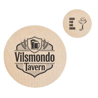 Wooden Nickel Coin, 1.5"